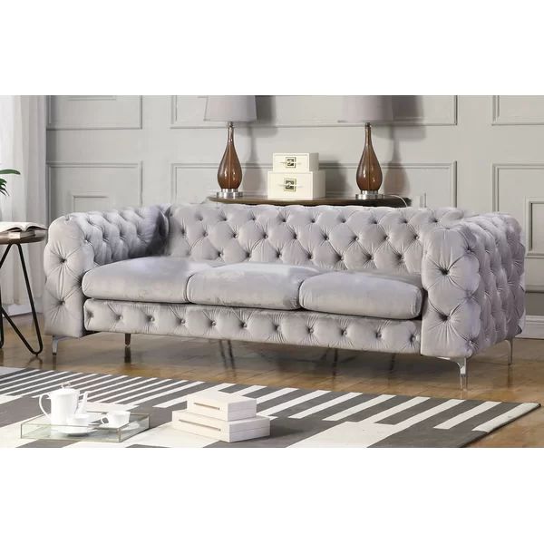 Isabell 85.5'' Velvet Square Arm Sofa wayfair home decor wayfair finds living room tufted sofa | Wayfair North America