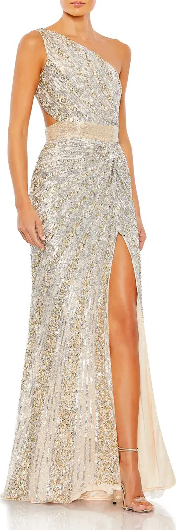 Mac Duggal Sequin Beaded Lace-Up Gown | Nordstrom | Nordstrom