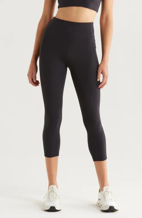 Zella Studio Luxe High Waist Pocket Crop Leggings in Black at Nordstrom, Size X-Small | Nordstrom