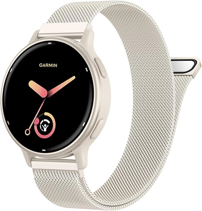 18mm 20mm Metal Band Compatible for Garmin Vivoactive 5/6/4S/3 Watch Bands, Soft Stainless Steel ... | Amazon (US)