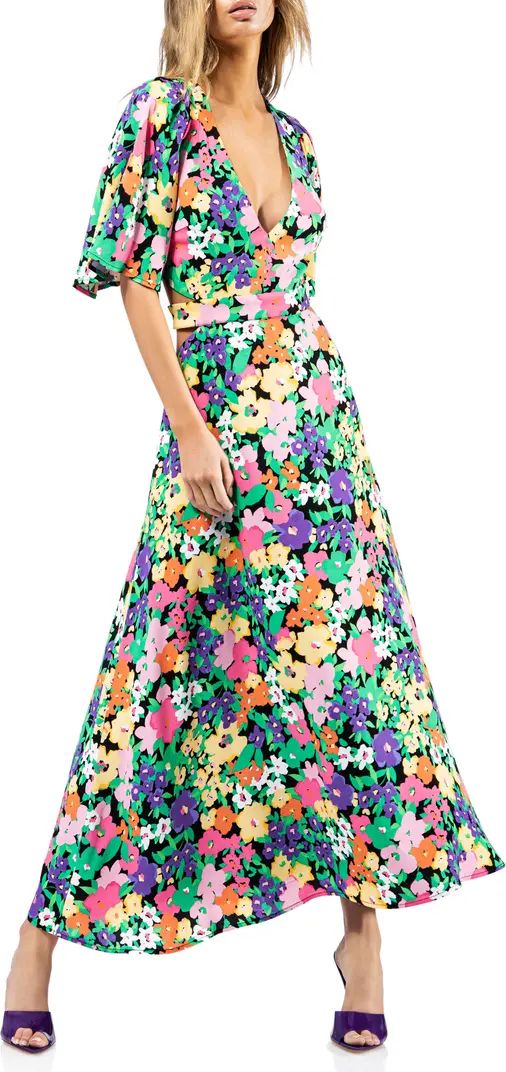 Renzo Floral Cutout Midi Dress | Nordstrom