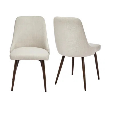 Beige Dining Chairs Of 2 - Modern Upholstery And Metal Legs For A Relaxing Experience Wing Back Style Extra Comfort | Wayfair North America