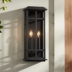 Metrix 20" High Black 2-Light Rectangular Outdoor Wall Light | www.lampsplus.com | Lamps Plus