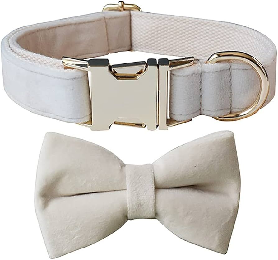 Love Dream Bowtie Dog Collar, Velvet Dog Collars with Detachable Bowtie Metal Buckle, Soft Comfor... | Amazon (US)
