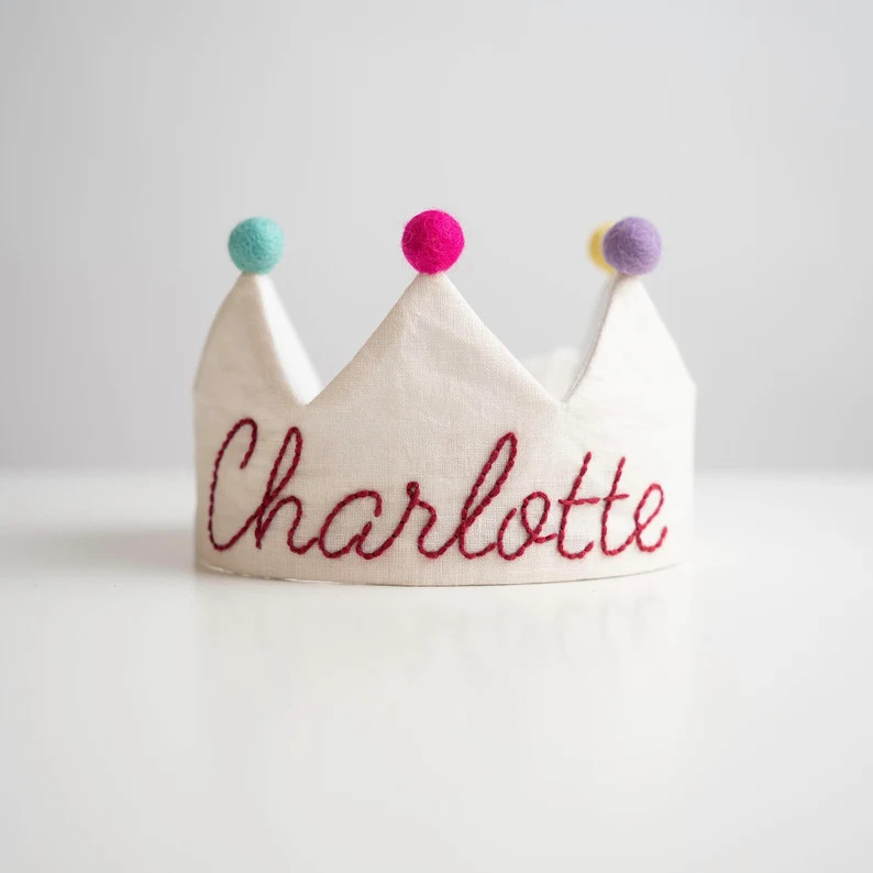 Hand Embroidered Crown for Baby and Children's Birthdays Personalized Keepsake for First Birthday... | Etsy (US)
