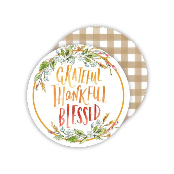 Grateful Thankful Blessed Paper Coasters | Rosanne Beck Collections