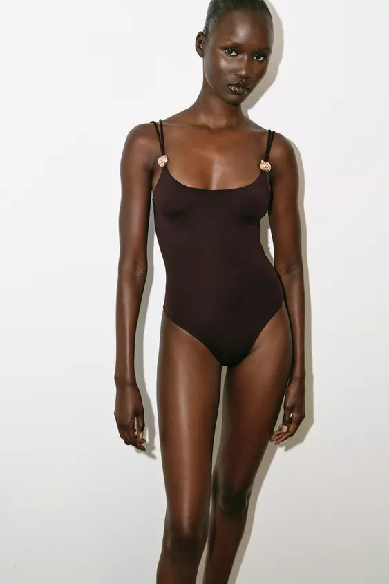 POLYAMIDE BODYSUIT WITH METALLIC DETAIL | Zara UK