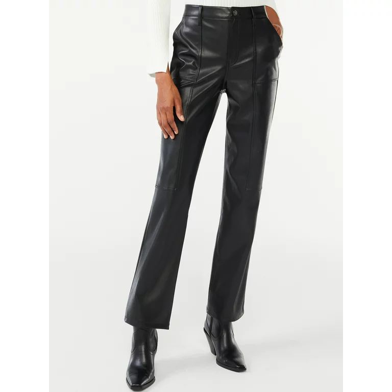 Scoop Women's Faux Leather Straight Pants | Walmart (US)