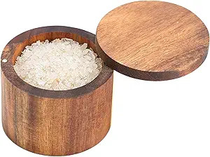 Acacia Salt Cellar, Wood Salt Box With Swivel Cover, Spice Keeper, Wood Jar For Kitchen, Perfect ... | Amazon (US)