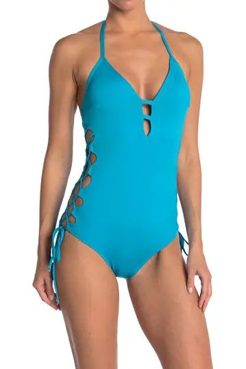 Laundry By Shelli Segal | Plunge Tie Up One Piece Swimsuit | Nordstrom Rack | Nordstrom Rack