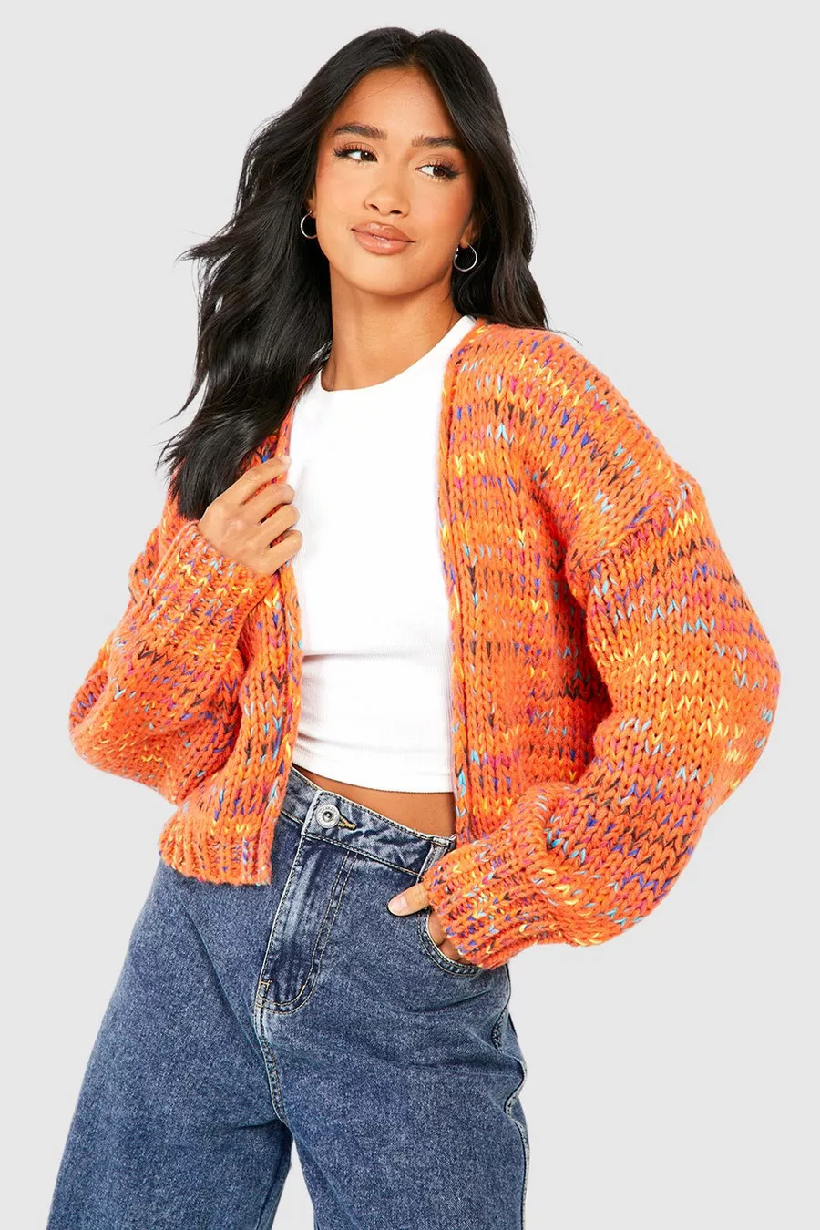 Petite Premium Chunky Multicoloured Cardigan | boohoo (US & Canada)