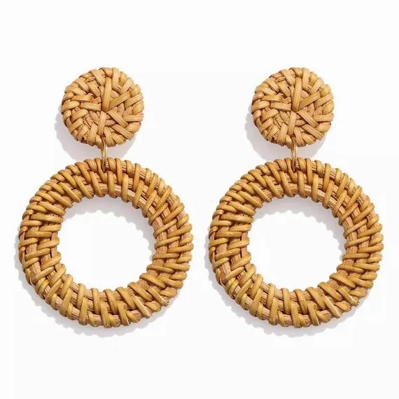 Woven Rattan Earrings for Women Handmade Boho Straw Wicker Braid Drop Dangle Earrings Lightweight... | Etsy (CAD)