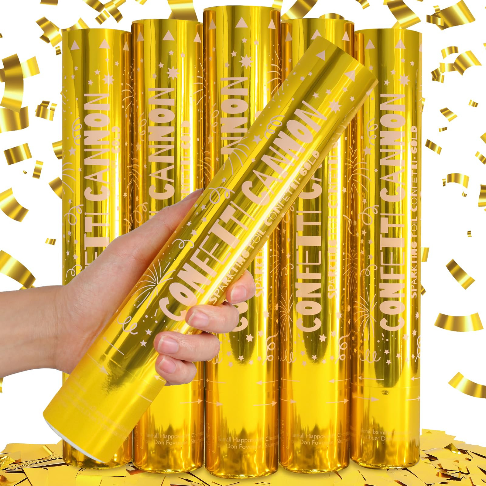 5 Pack Confetti Poppers gold– 12 Inch Confetti Blaster for Birthday, Graduation, and New Year... | Amazon (US)