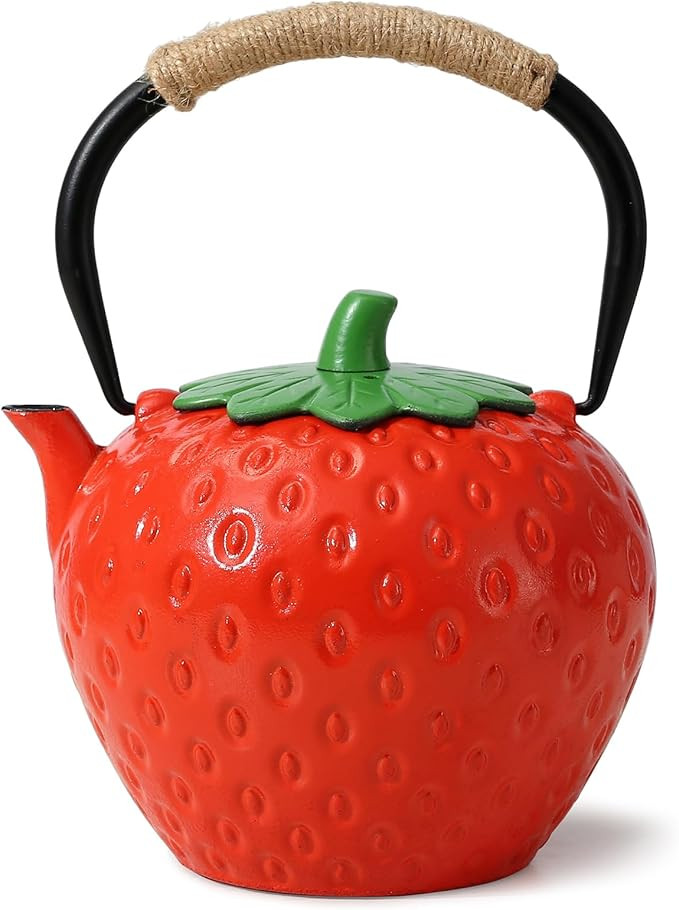 VICSKY Strawberry Cast Iron Teapot (Red) - Japanese Tetsubin Tea Kettle 50oz/1500ml | Enameled In... | Amazon (US)