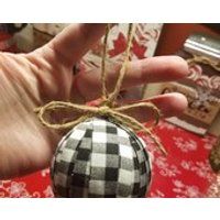 Black/White Set of 6 Buffalo Check Christmas Balls | Etsy (US)