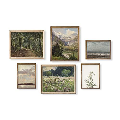 Neutral Wall Art for Boho French Country - Aesthetic Forest Landscape Sea Poster - Vintage Modern... | Amazon (US)