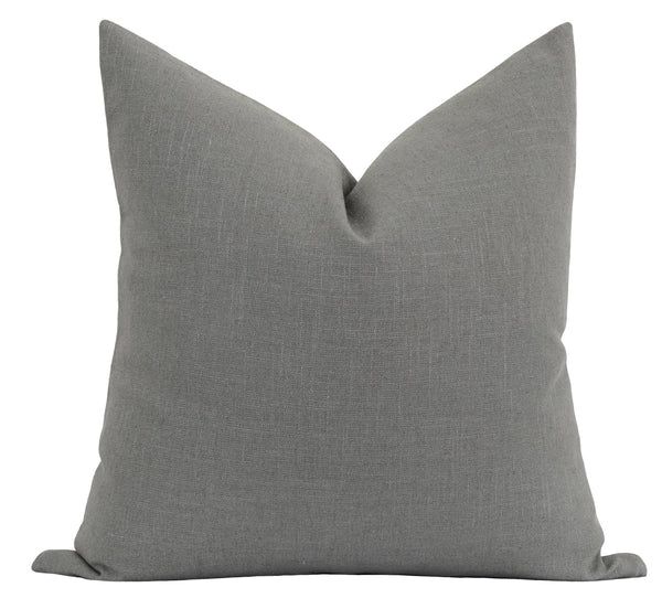 Solid Stone Grey Linen Pillow | Land of Pillows
