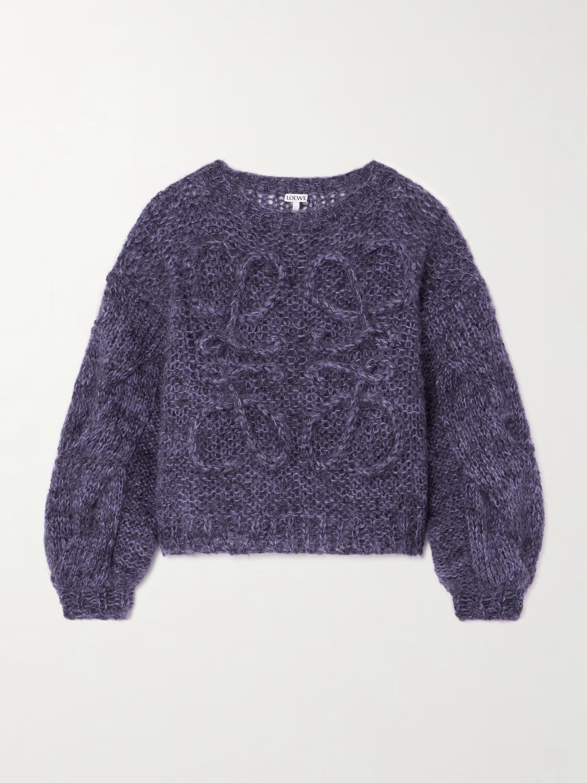 Anagram embroidered cable-knit mohair-blend sweater | NET-A-PORTER (US)