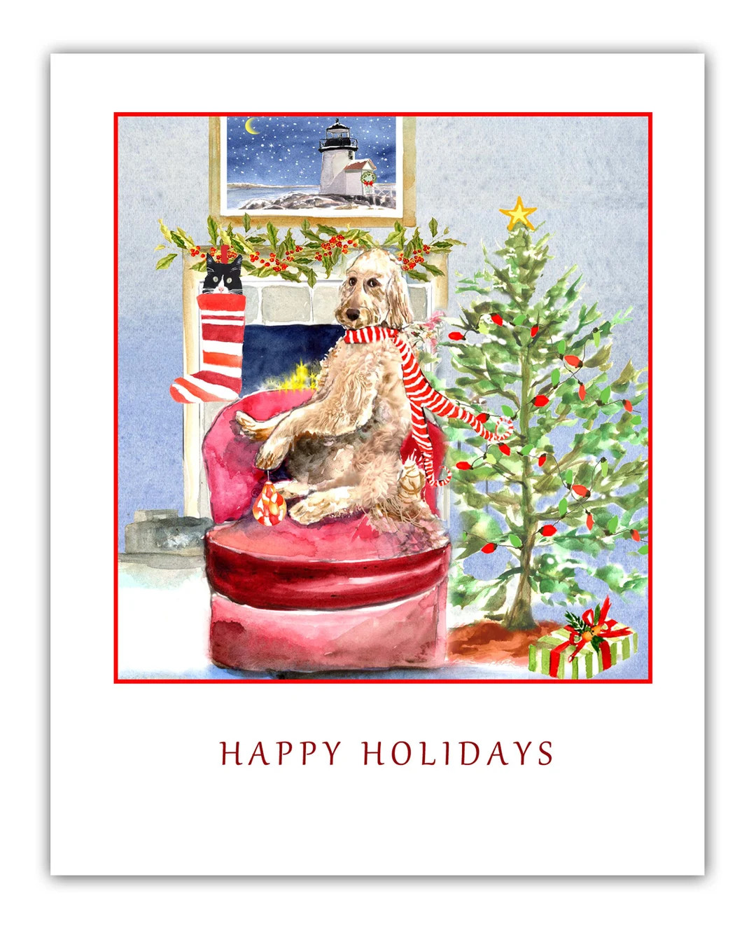 Labradoodle Christmas Cards Dog Christmas Cards Labradoodle Watercolor Dog Lovers Christmas Card ... | Etsy (US)