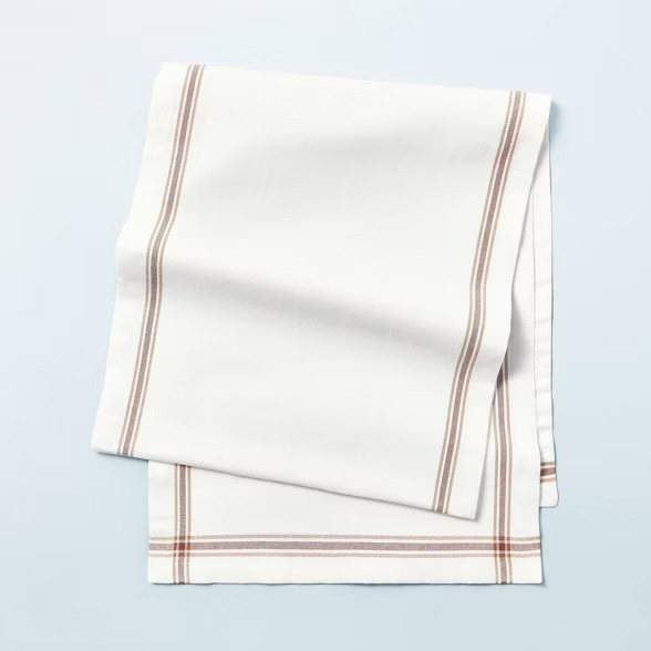 Engineered Border Stripes Table Runner Dune Brown/Sour Cream - Hearth & Hand™ with Magnolia | Target