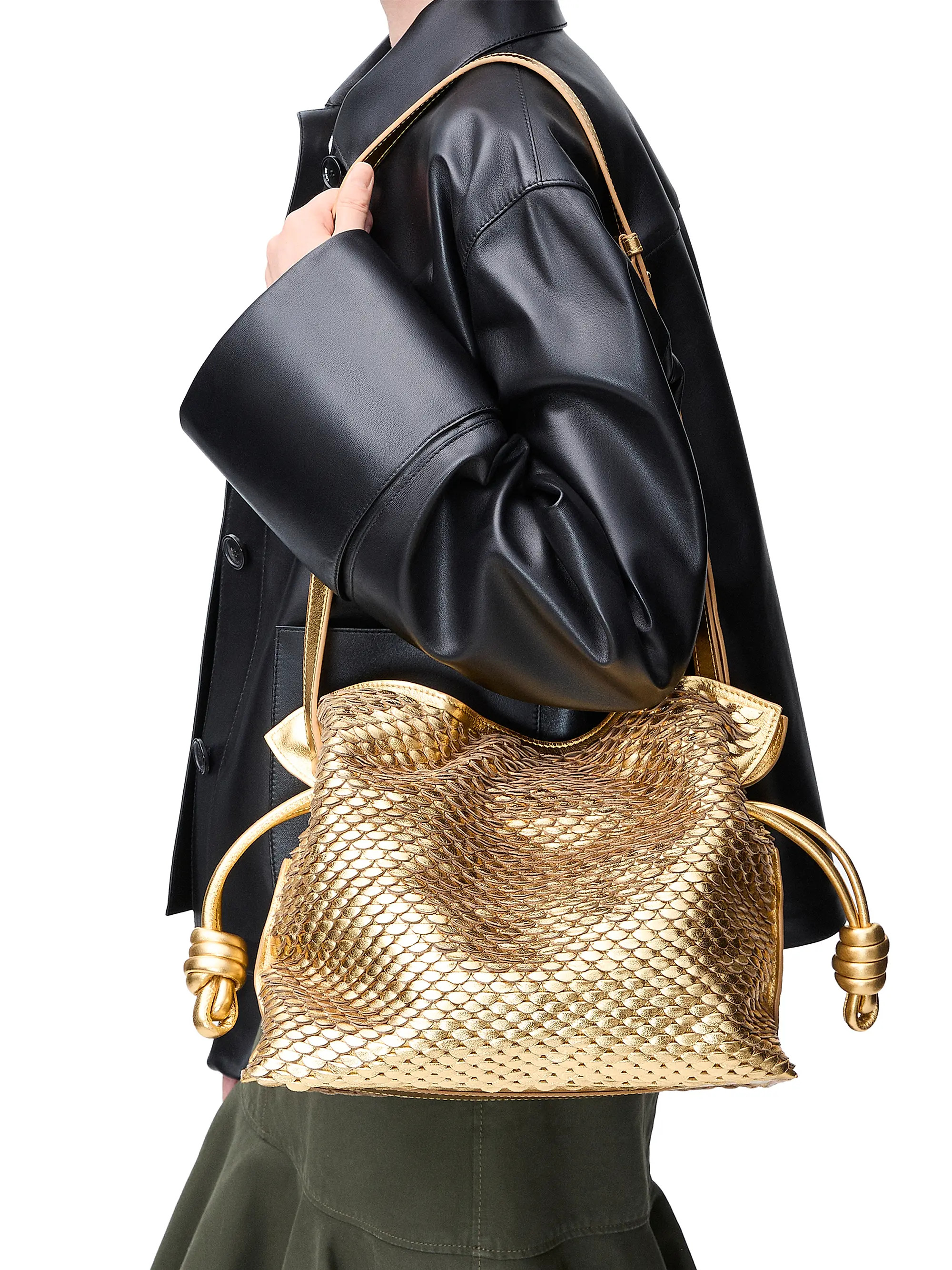 LOEWE Flamenco Scales Leather Clutch | Saks Fifth Avenue | Saks Fifth Avenue