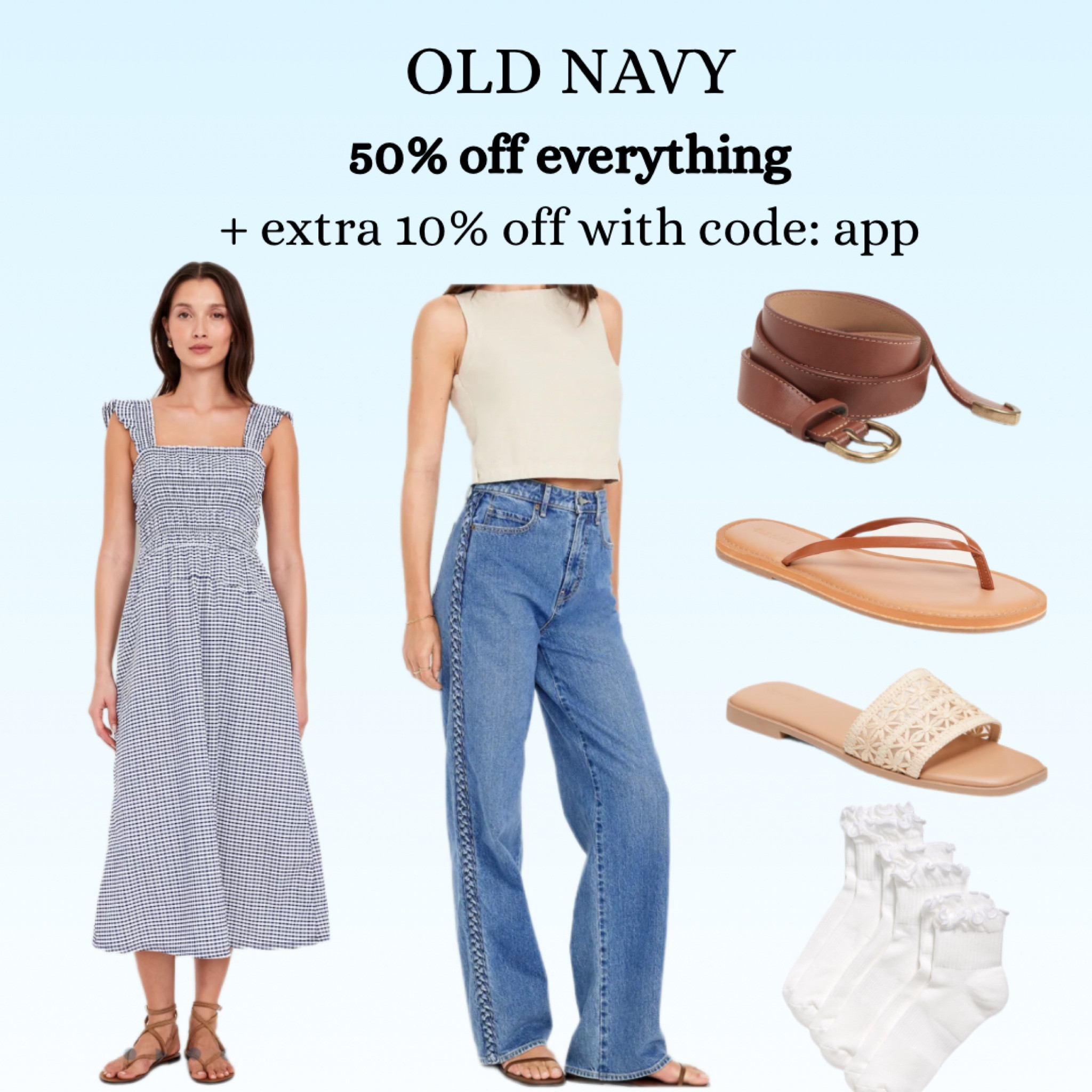PSA: Old Navy’s entire site is 50% off plus an extra 10% off with code APP.
Just grabbed the perfect jean pants and a new belt for under $30—run, don’t walk.
Perfect for spring refreshes without breaking the bank.



#LTKfindsunder50 #LTKsalealert #LTKstyletip