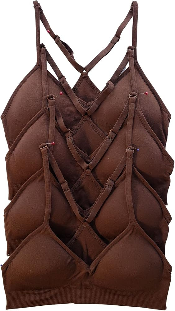 Kalon Women’s 4 Pack Racerback Sports Bralette Seamless Wireless Comfort Bra | Amazon (US)