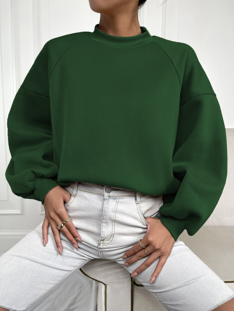 Solid Stand Collar Drop Shoulder Sweatshirt | SHEIN