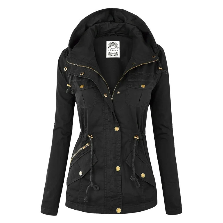 Made by Johnny Women's Pop of Color Anorak Parka Jacket S BLACK | Walmart (US)