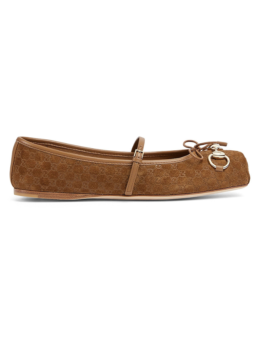 Gucci Women's Horsebit Suede Ballet Flats - Cuoio Dafne - Size 11.5 | Saks Fifth Avenue