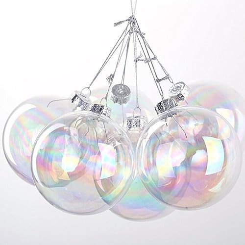 24 PCS Christmas Iridescent Ornaments Balls Plastic Iridescent Ornaments, Fillable Iridescent Christmas Ball Ornaments for Holiday Party Tree Decorations (6cm) | Amazon (US)