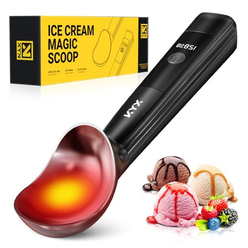 KYX Heated Ice Cream Scoop Rechargeable, Electric Ice Cream Scoop with 3-Level Heat 95-158°F, LED Display, IPX6 Waterproof, 3200mAh Battery, Easy Scoop for Hard Ice Cream, Gelato & Frozen Desserts | Amazon (US)