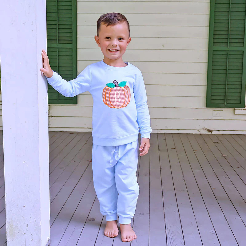 Pumpkin Light Blue Jogger Set | Classic Whimsy