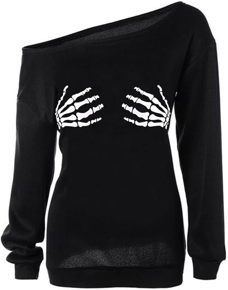 Women Halloween Off Shoulder Sweatshirt Slouchy Shirt Pumpkin Long Sleeve Pullover Tops | Amazon (US)
