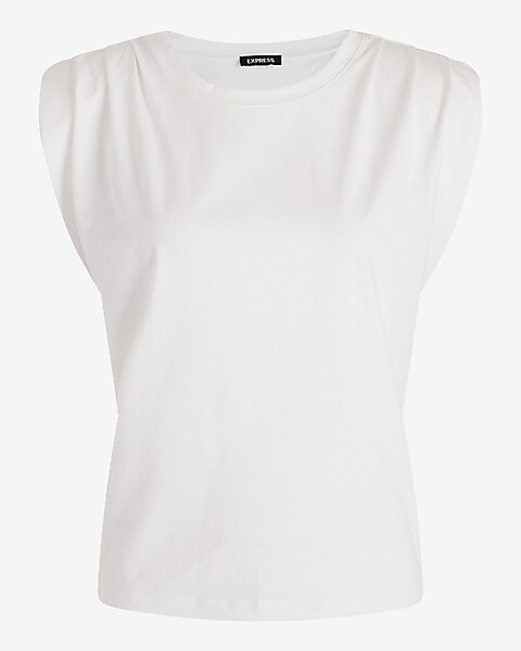 Crew Neck Padded Shoulder Muscle Tee | Express
