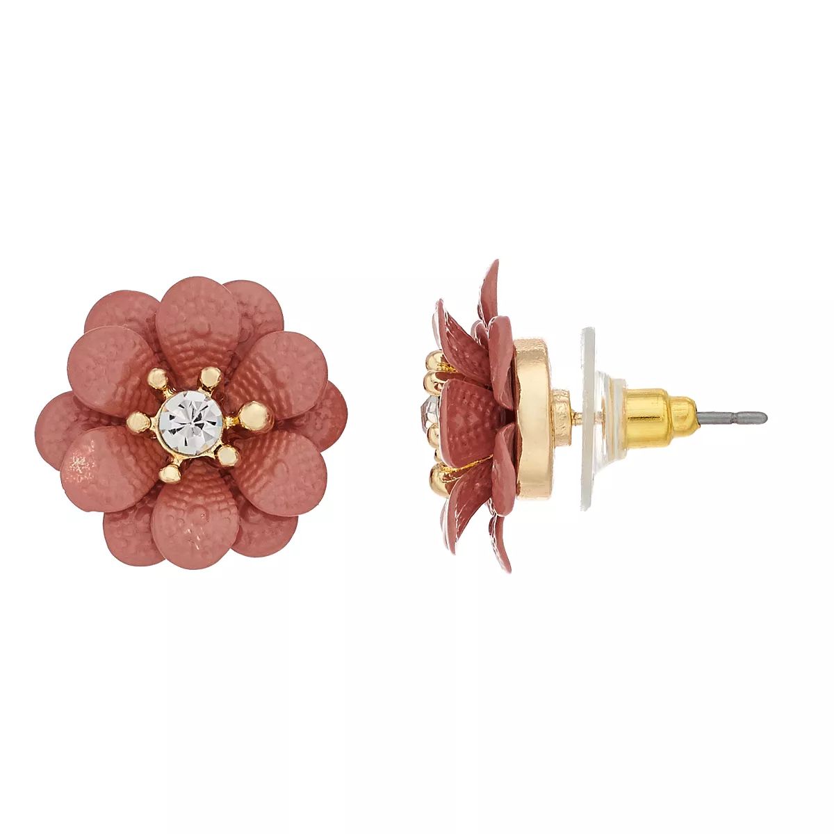 LC Lauren Conrad Enamel Flower Button Earrings | Kohl's