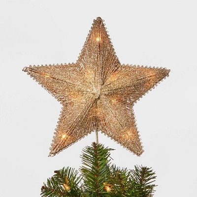 11.5in 10 Light Glitter String Incandescent Star Tree Topper Gold - Wondershop™ | Target