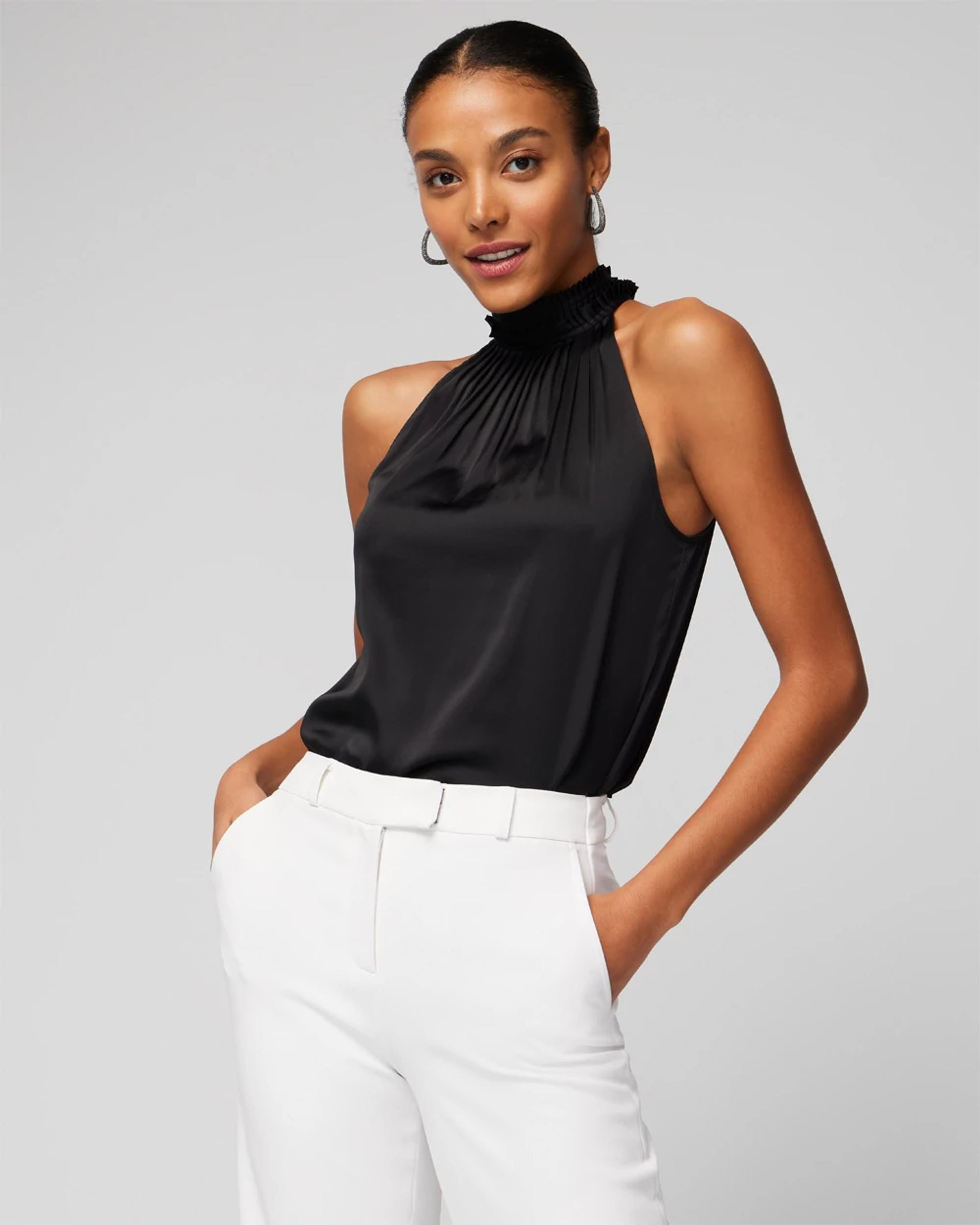 Halter Pleated Shell | White House Black Market