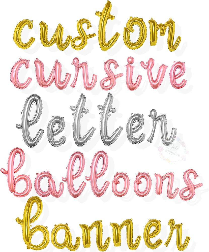 Gala Supplies Cursive Script Letter Balloons - Custom Rose Gold Silver Gold Balloon Letters for B... | Amazon (US)