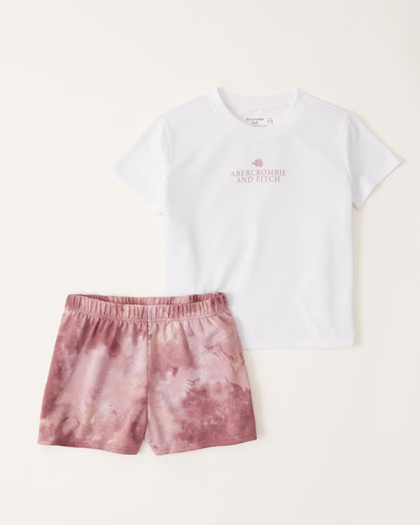 girls short-sleeve logo pajama set | girls clearance | Abercrombie.com | Abercrombie & Fitch (US)