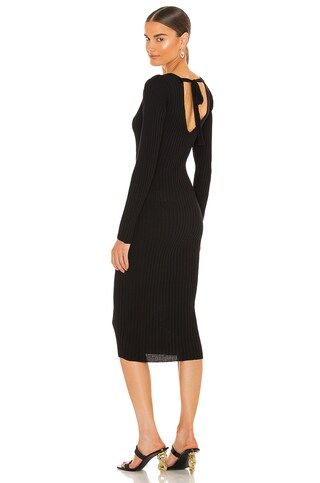 NBD Bekah Deep V Midi Dress in Black from Revolve.com | Revolve Clothing (Global)