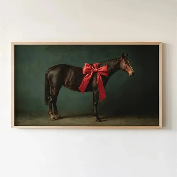 Christmas Horse Poster Red Bow Wall Decor Canvas Art Prints Painting Picture Artwork Home Christm... | Walmart (US)