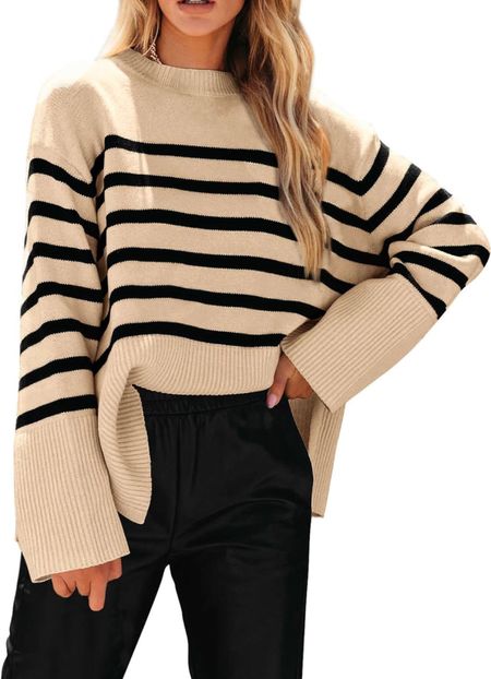 This stripped sweater from amazon 😍 #fallstyle #winterstyle 

#LTKHolidaySale #LTKSeasonal #LTKGiftGuide
