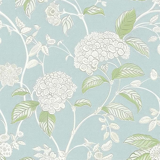 REDAMANCY Light Blue White Hydragea Florals Vintage Plant Peel and Stick Wallpaper Stick on Conta... | Amazon (US)