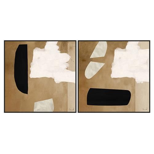 Rudive Modern Classic Brown Abstract Diptych Painting | Kathy Kuo Home