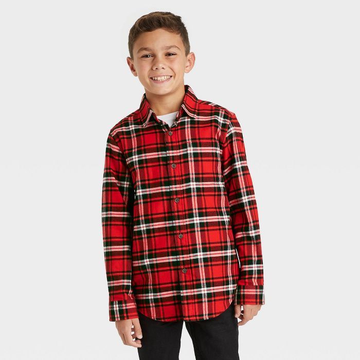 Boys' Flannel Button-Down Long Sleeve Shirt - Cat & Jack™ | Target