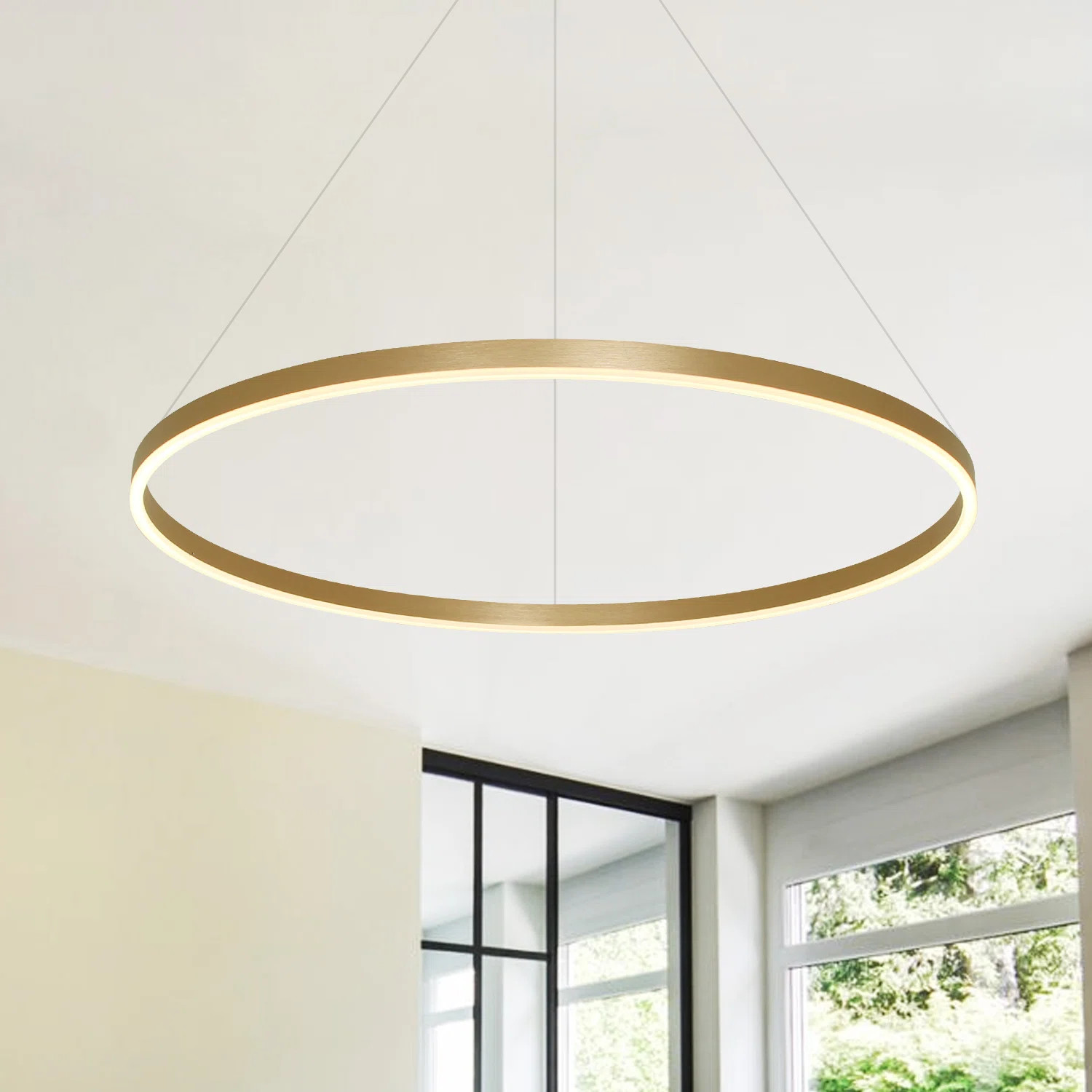 Orren Ellis Stockham 1-Light Chandelier Round Circle LED Kitchen Island Pendant Remote Dimming & ... | Wayfair North America