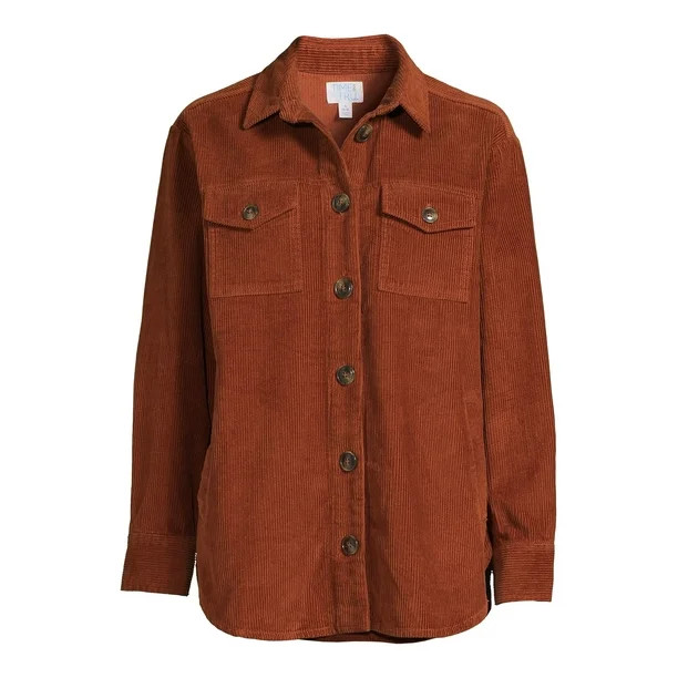Time and Tru Women's Corduroy with Buttons Shacket - Walmart.com | Walmart (US)