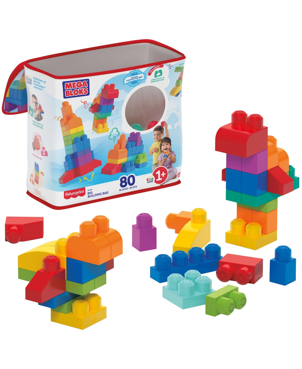 Mega Bloks 80-piece Big Building Bag Blocks for Toddlers 1-3, Blue - Assorted | Macy's