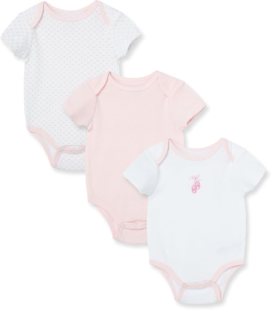 Little Me Clothes for Baby Girls’ 3-Pack 100% Cotton Bodysuits with Full Snap Closures, Baby Es... | Amazon (US)